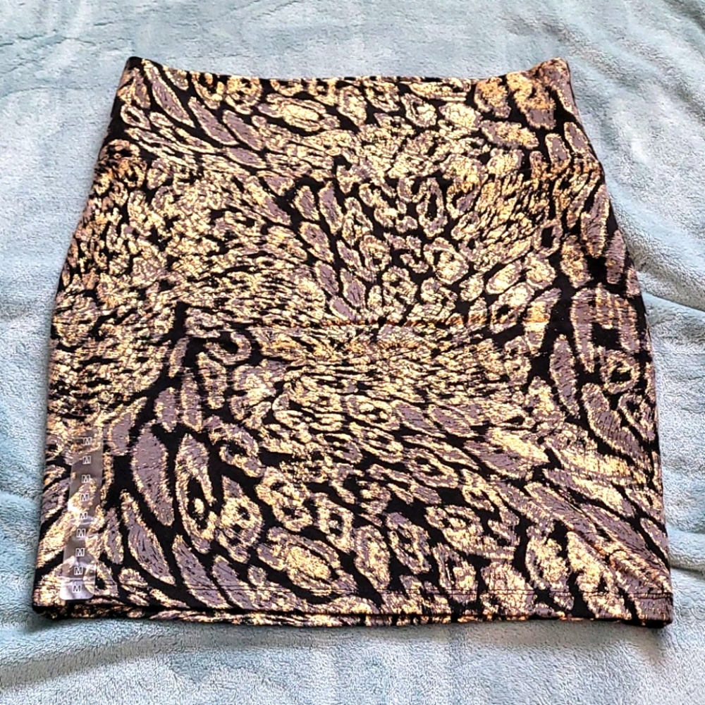 Decree jacquard mini skirt gold gray black